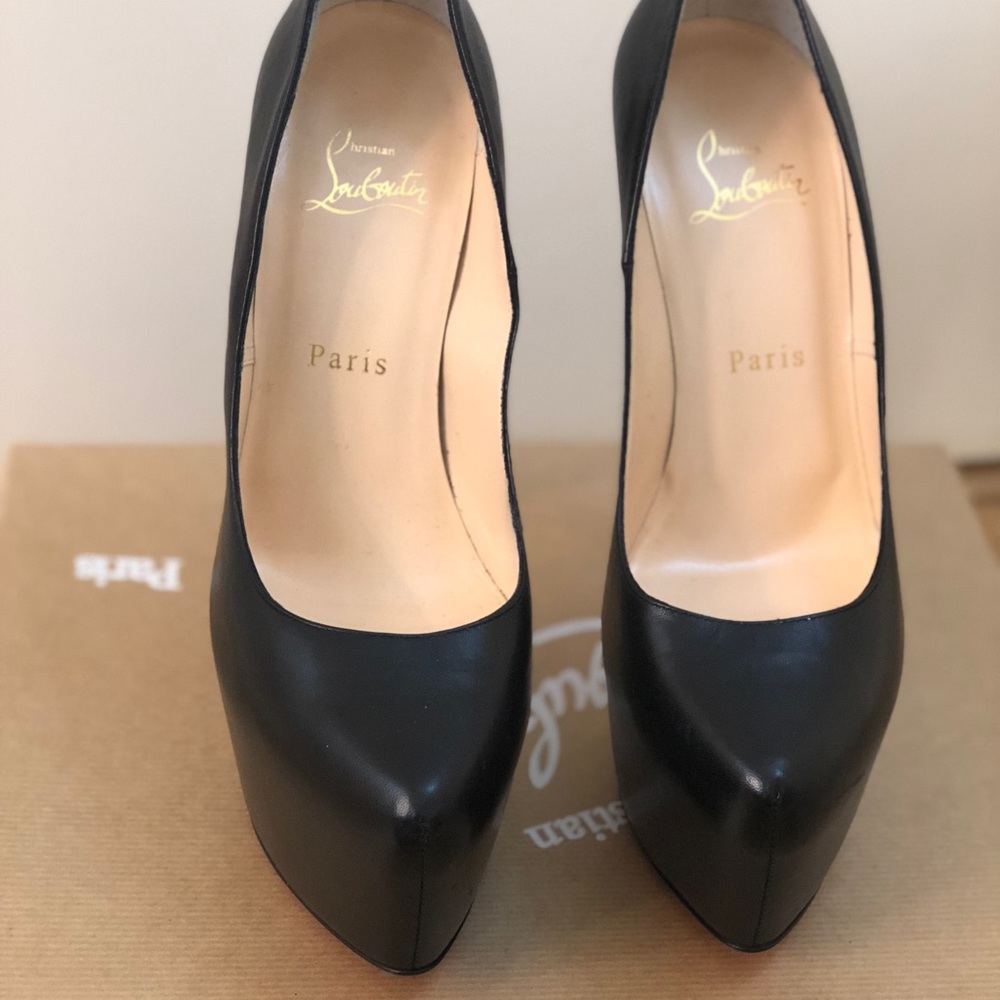 Christian Louboutin Black Daffodile Leather Pumps